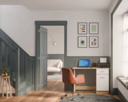 FurniComp LTD Furnicomp Ruben 1 Door 1 Drawer Matt White And Oak Small Office Desk - thumbnail 7