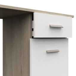 FurniComp LTD Furnicomp Ruben 1 Door 1 Drawer Matt White And Oak Small Office Desk - thumbnail 4