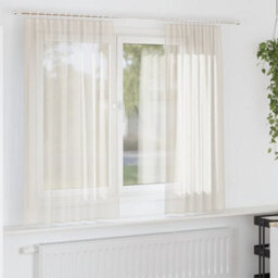 Berkfield Voile Curtains With Rod Pockets 2 Pcs Cream - thumbnail 1