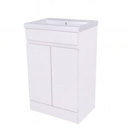 D Pro T Bathrooms 500mm Vanity Unit High Gloss White Handleless Floor Standing Bathroom Cabinet With Soft Close Storage & Ceramic Basin - thumbnail 4