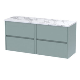 Balterley Chartley Contemporary 4 Drawer Wall Hung Vanity Unit With Laminate Worktop, 1200mm - Coastal Grey