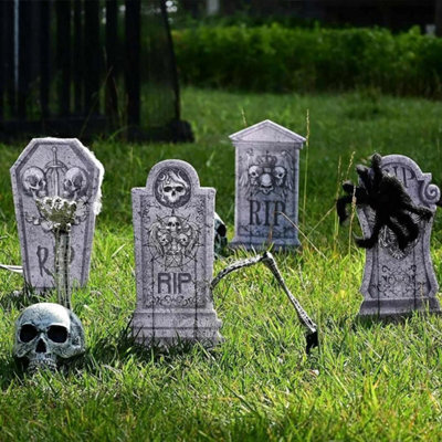 Halloween 4-Pack Tombstone Yard Decor Set Graveyard Signs Led Fairy Lights - image 1