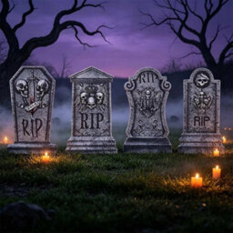 Halloween 4-Pack Tombstone Yard Decor Set Graveyard Signs Led Fairy Lights - thumbnail 6