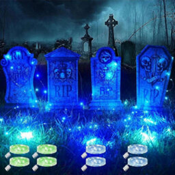 Halloween 4-Pack Tombstone Yard Decor Set Graveyard Signs Led Fairy Lights - thumbnail 4