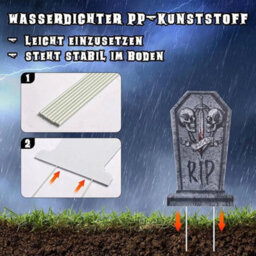 Halloween 4-Pack Tombstone Yard Decor Set Graveyard Signs Led Fairy Lights - thumbnail 3