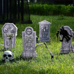 Halloween 4-Pack Tombstone Yard Decor Set Graveyard Signs Led Fairy Lights - thumbnail 1