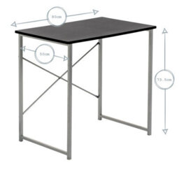 Harbour Housewares Industrial Office Desk & Chair Set - Black/white - Durable Compact Wooden Computer Bedroom Study Desk & Chair - thumbnail 3