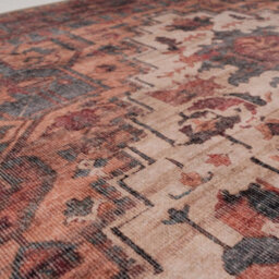 Loomed Traditional Design Cotton Chenille Rug Red Cream Blue Machine Washable 60Cm X 240Cm - thumbnail 5