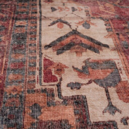Loomed Traditional Design Cotton Chenille Rug Red Cream Blue Machine Washable 60Cm X 240Cm - thumbnail 4