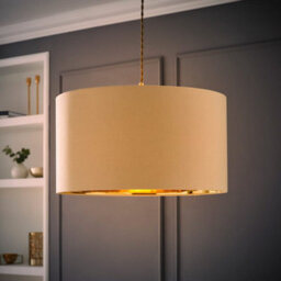 Valuelights Reni Beige & Gold Inner Drum Ceiling Lamp Shade (D)35Cm - thumbnail 2