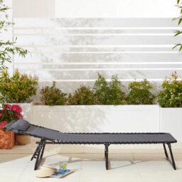 Neo Pair Of Grey Outdoor Folding Sun Loungers - thumbnail 8