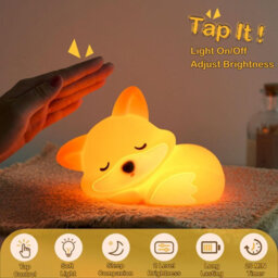 Amorly Cute Fox Lamp, Squishy Animal Night Light, Kids Baby Fox Gifts,adorable Rechargeable Animal Lamps Gifts Kawaii Room Decor For Kids - thumbnail 2