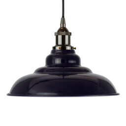Navy Blue St Edmund's Painted Dome Pendant Light With Black Nickel Lamp Holder And Black Round Cable - Se Home - thumbnail 1