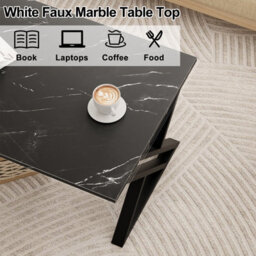 Huhote Sleek Rectangular Coffee Table Black Metal Frame 39.3X18.9X17.7 In Livingroom Bedroom Office End Sidetable Center Tea Table - thumbnail 4
