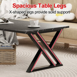 Huhote Sleek Rectangular Coffee Table Black Metal Frame 39.3X18.9X17.7 In Livingroom Bedroom Office End Sidetable Center Tea Table - thumbnail 5