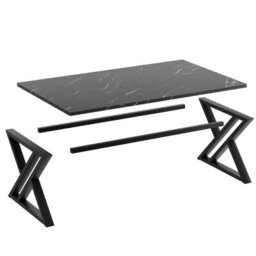 Huhote Sleek Rectangular Coffee Table Black Metal Frame 39.3X18.9X17.7 In Livingroom Bedroom Office End Sidetable Center Tea Table - thumbnail 7
