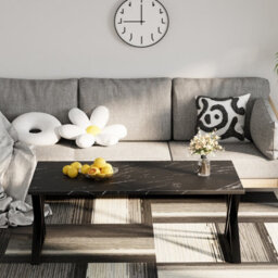 Huhote Sleek Rectangular Coffee Table Black Metal Frame 39.3X18.9X17.7 In Livingroom Bedroom Office End Sidetable Center Tea Table - thumbnail 3