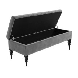 Safar Plain 150Cm Ottoman Storage Bench - Plush Velvet Shoe Bench - Grey Upholstery Footstool With Storage - thumbnail 2