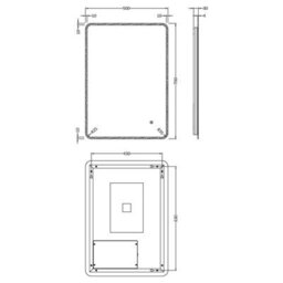 Balterley Talke Soft Square Led Illuminated Touch Sensor Mirror With Demister, 700mm X 500mm - thumbnail 5