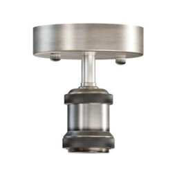 Industrial Retro Flush Mount Single Head Fully Earth Ceiling Light Satin Nickel E27 Lamp Holder Sconce Pendent Set - thumbnail 6