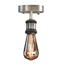Industrial Retro Flush Mount Single Head Fully Earth Ceiling Light Satin Nickel E27 Lamp Holder Sconce Pendent Set