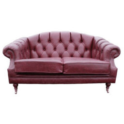 Chesterfield 2 Seater Old English Burgandy Leather Sofa Settee Bespoke In Victoria Style - thumbnail 1