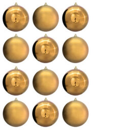 Christmas Tree World 20Cm Gold Bauble Set Shiny/matt (12 Pc) - thumbnail 2