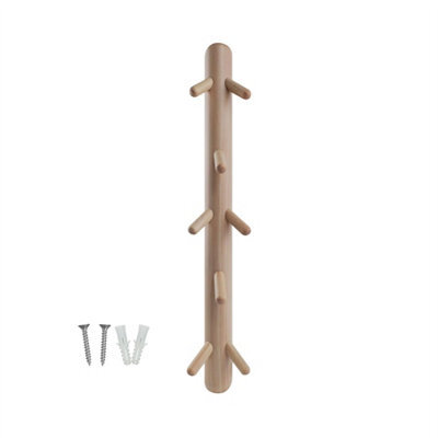Keypak Wall Mounted Totem Coat Rack - 8 Hook Scandi Branch Hanger - Vertical Wooden Hook Rail For Towels, Hats & Bags In Hallway - image 1