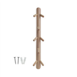 Keypak Wall Mounted Totem Coat Rack - 8 Hook Scandi Branch Hanger - Vertical Wooden Hook Rail For Towels, Hats & Bags In Hallway - thumbnail 1