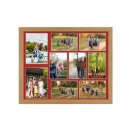 AK Frames 20X16 Oak Sleek Multi Photo Frame With Crimson Mount - Holds 9 Apertures (2X) 7X5, (7X) 6X4 Photos