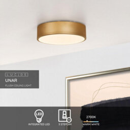Lucide Unar 36W Led Flush Light 200 mm Matt Gold - thumbnail 3