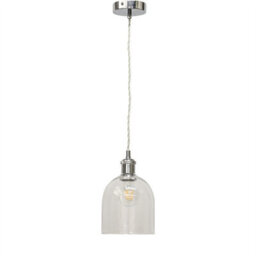 First Choice Lighting Set Of 2 Belten - Clear Glass Cloche Chrome Retro Pendant Fittings - thumbnail 2