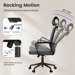Dark Gray Mesh Office Ergonomic Chair Swivel Lift Computer Desk Adjustable Height - thumbnail 2