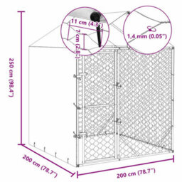 Berkfield Durable Outdoor Dog Kennel With Roof Silver 2X2X2.5 M Galvanised Steel - thumbnail 5