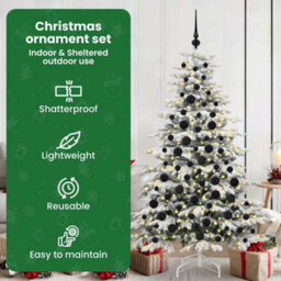 Vidaxl Christmas Bauble Set With 300 Leds 120 Pcs Black Plastic - thumbnail 7