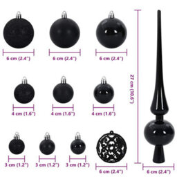 Vidaxl Christmas Bauble Set With 300 Leds 120 Pcs Black Plastic - thumbnail 3