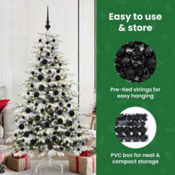 Vidaxl Christmas Bauble Set With 300 Leds 120 Pcs Black Plastic - thumbnail 9