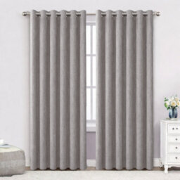 Bedlooms Mocha Linen Curtain 100% Blackout Thermal Insulated Eyelet Curtain (Pair) 66 X 72 Inches With Tie Back Two - thumbnail 1