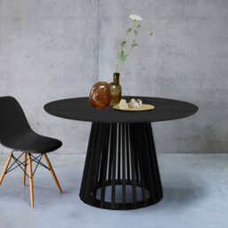 Sweeek - 4-Seater Wooden-Effect Dining Table With Spruce Legs Black 120X120X75 Cm - Clara - thumbnail 3