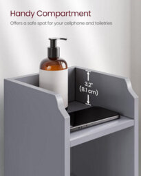 Songmics Slim Bathroom Floor Storage Cabinet, Freestanding Bathroom Storage Unit, Narrow Bathroom Storage Cabinet, Dove Grey - thumbnail 5