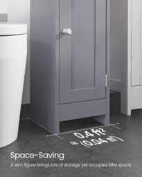 Songmics Slim Bathroom Floor Storage Cabinet, Freestanding Bathroom Storage Unit, Narrow Bathroom Storage Cabinet, Dove Grey - thumbnail 6