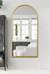 "Mirroroutlet Arcus - Gold Framed Arched Full Length Leaner / Wall Mirror 71"" X 35"" (180Cm X 90Cm)" - thumbnail 2