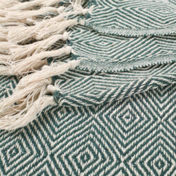 Ehc Luxury Reversible Super Soft Cotton Diamond Large Throw For Sofa, Double Bed , Armchair - Hunter Green, 150 X 200 Cm - thumbnail 6