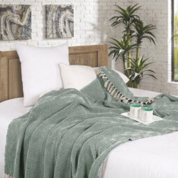 Ehc Luxury Reversible Super Soft Cotton Diamond Large Throw For Sofa, Double Bed , Armchair - Hunter Green, 150 X 200 Cm - thumbnail 3