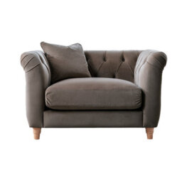 Furnishings For Less UK Elsie Velvet Chesterfield Plush Velvet Mushroom Armchair - thumbnail 1