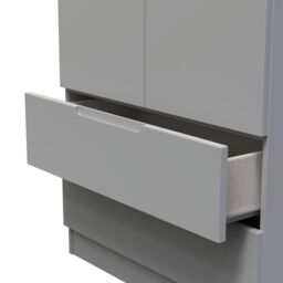 Messina Ready Assembled Modern Matt Grey 2 Drawer Tall Double Wardrobe (H)1970mm (W)770mm (D)530mm - thumbnail 4