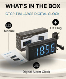 Grouptronics Denver Gtcr-T1M Black Large Digit Digital Alarm Clock Radio With Customizable Brightness And Fm - thumbnail 9