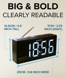 Grouptronics Denver Gtcr-T1M Black Large Digit Digital Alarm Clock Radio With Customizable Brightness And Fm - thumbnail 8