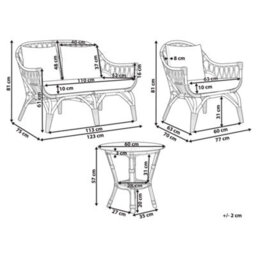 Beliani Garden Lounge Set With Table 4 Seater Sibari Rattan Natural - thumbnail 3