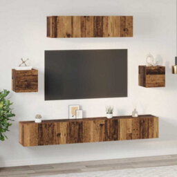 Berkfield Tv Cabinet Set 7 Pcs Old Wood 80 X 30 X 30 Cm Engineered Wood - thumbnail 4